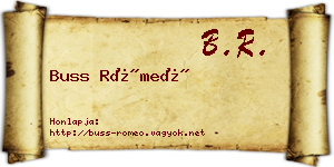 Buss Rómeó névjegykártya